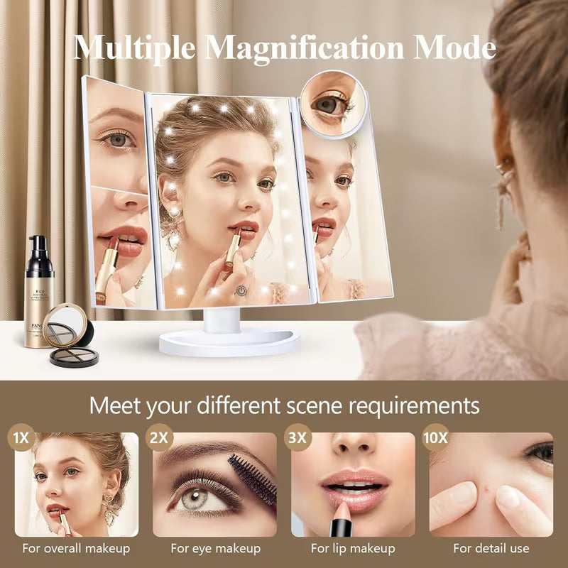 Foldable LED Touch Makeup Mirror